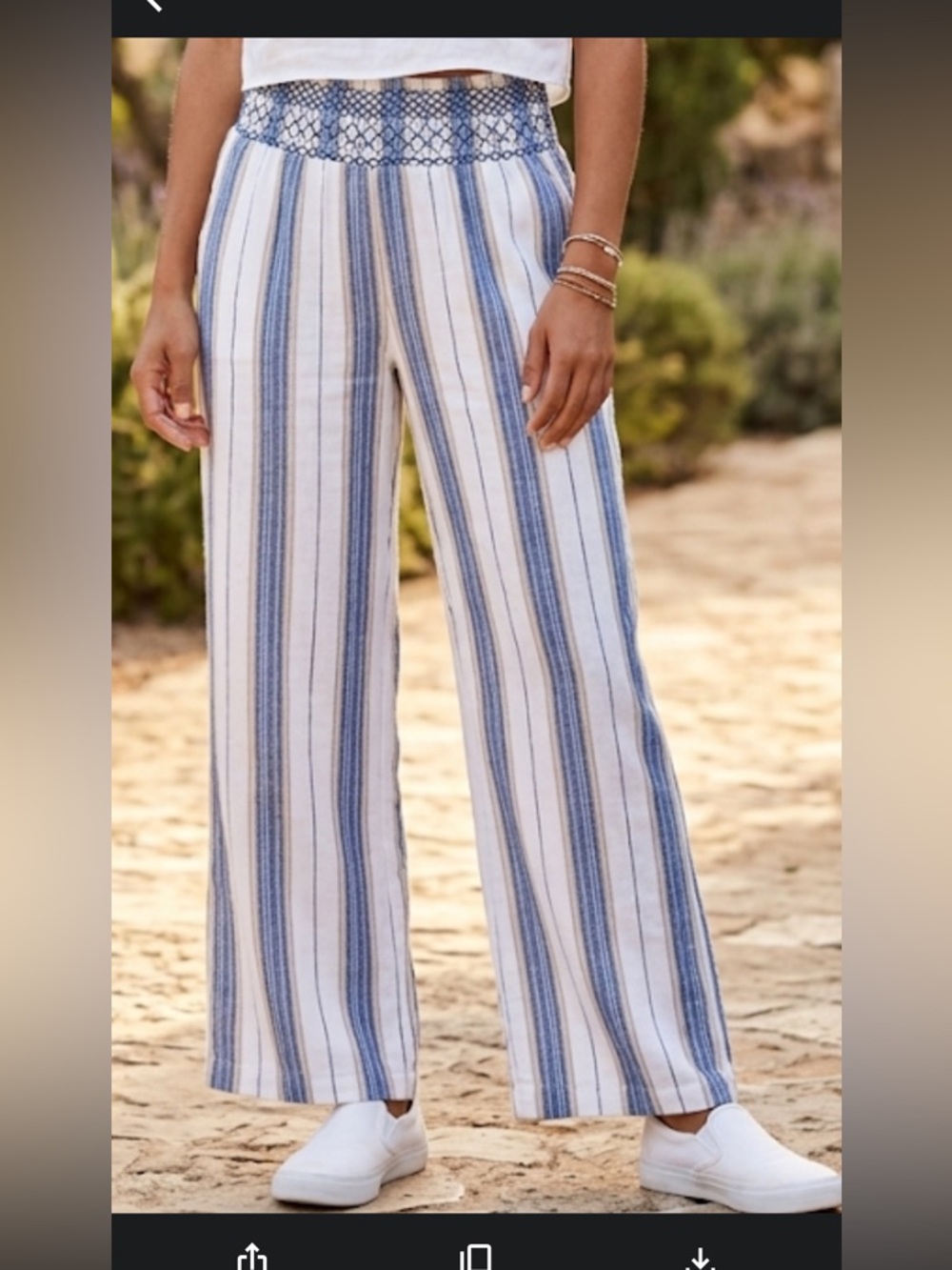 Indigo Rein Blue & White Striped Wide-Leg Pants Size Small